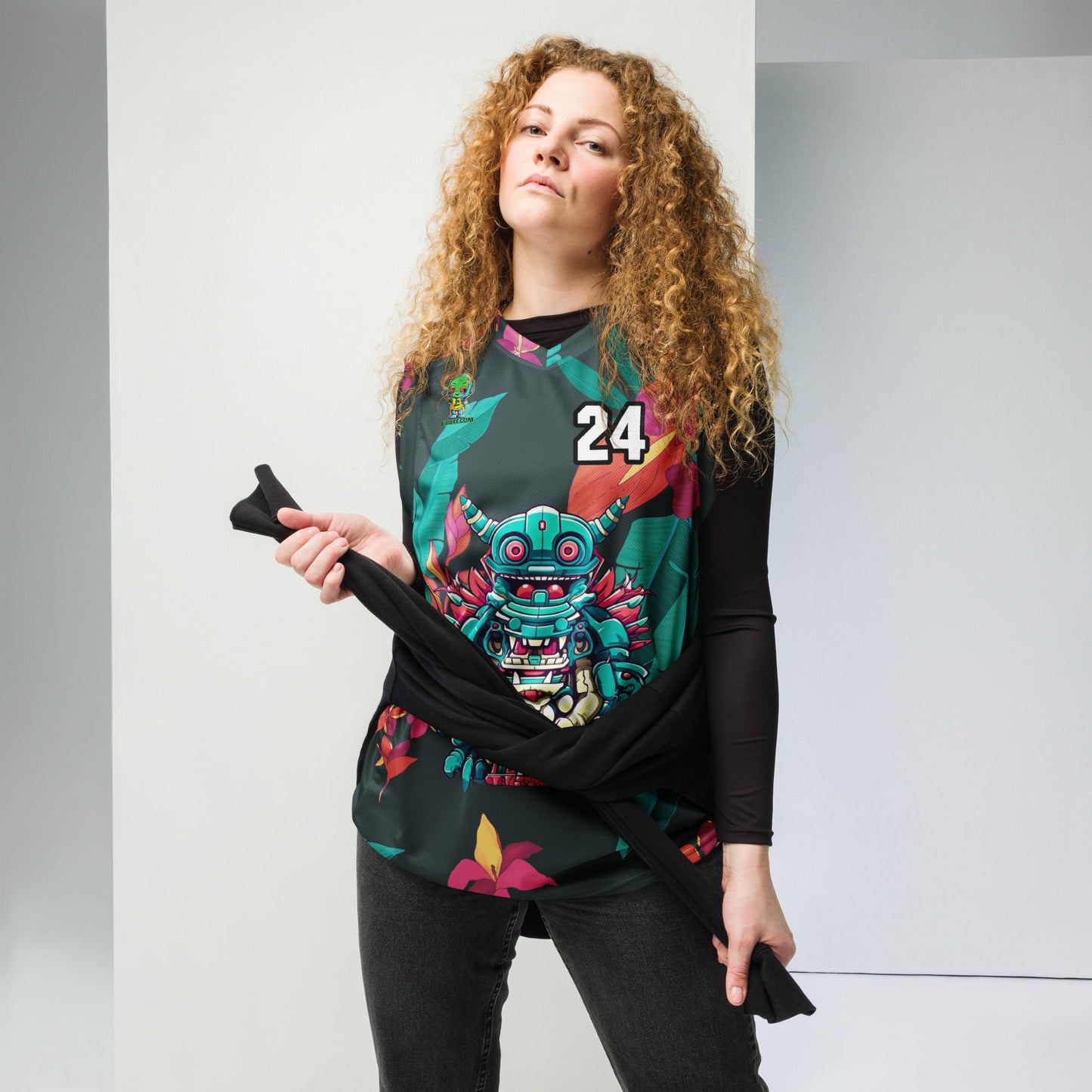 Toy Town Watchman - Recycled unisex basketball jersey - Midnight Jungle - BBairt