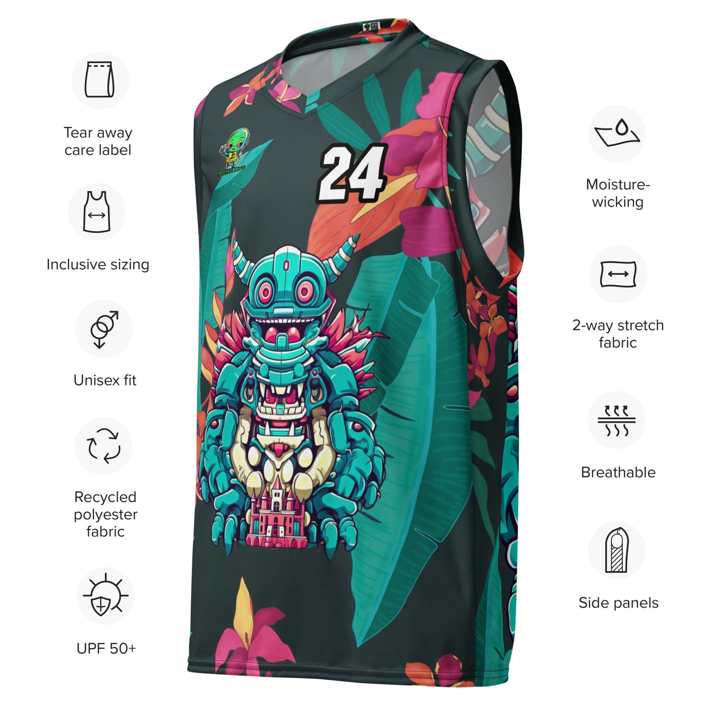 Toy Town Watchman - Recycled unisex basketball jersey - Midnight Jungle - BBairt