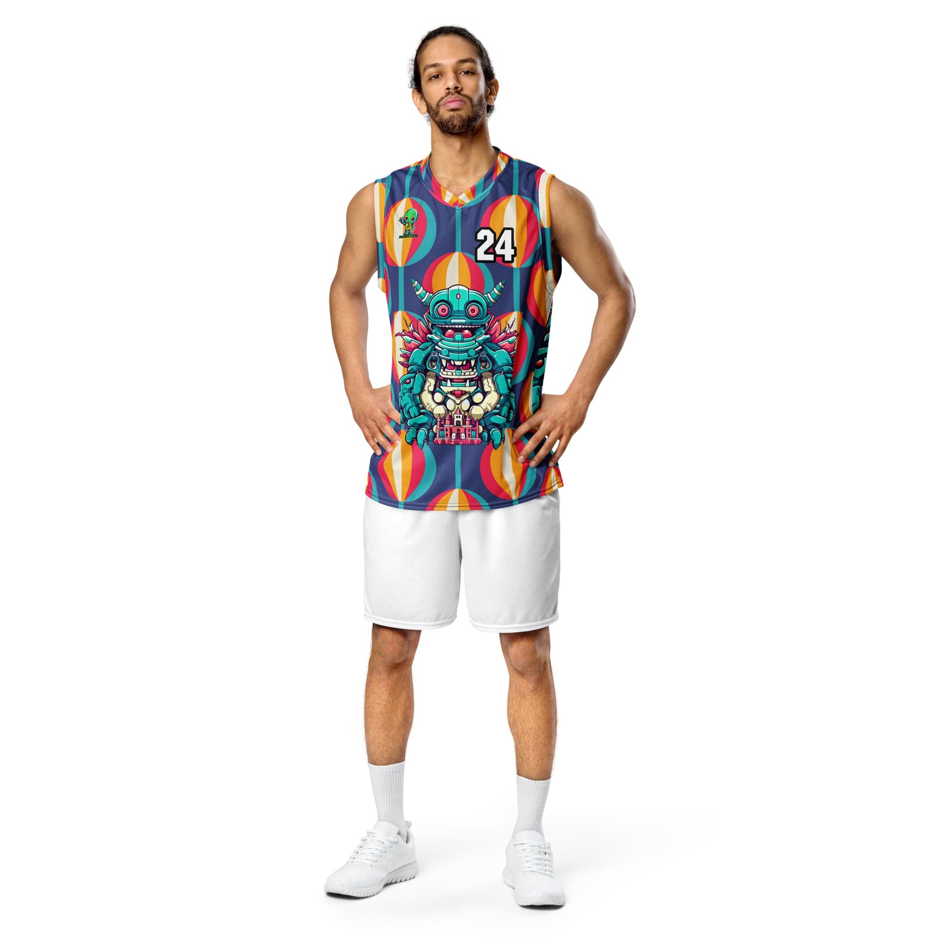 Toy Town Watchman - Recycled unisex basketball jersey - Retro Carnival - BBairt