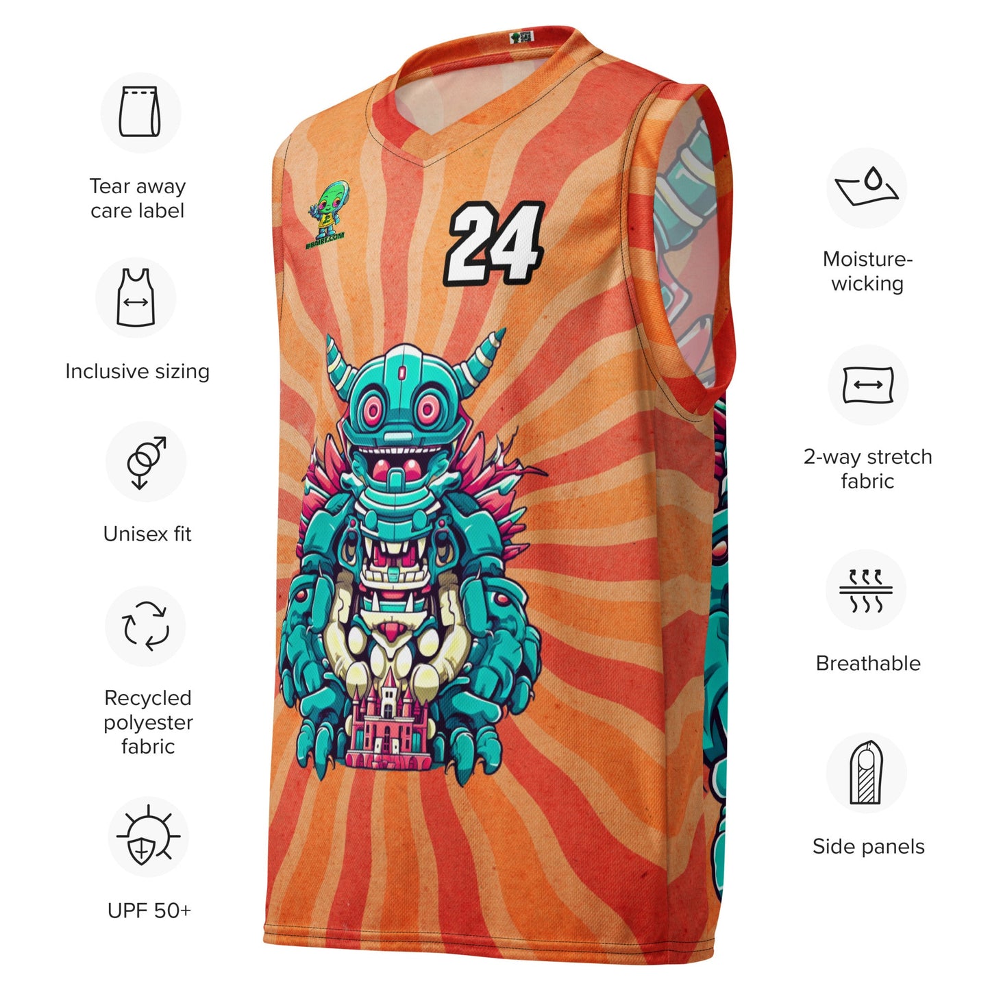 Toy Town Watchman - Recycled unisex basketball jersey - Solar Flare Colorway - BBairt