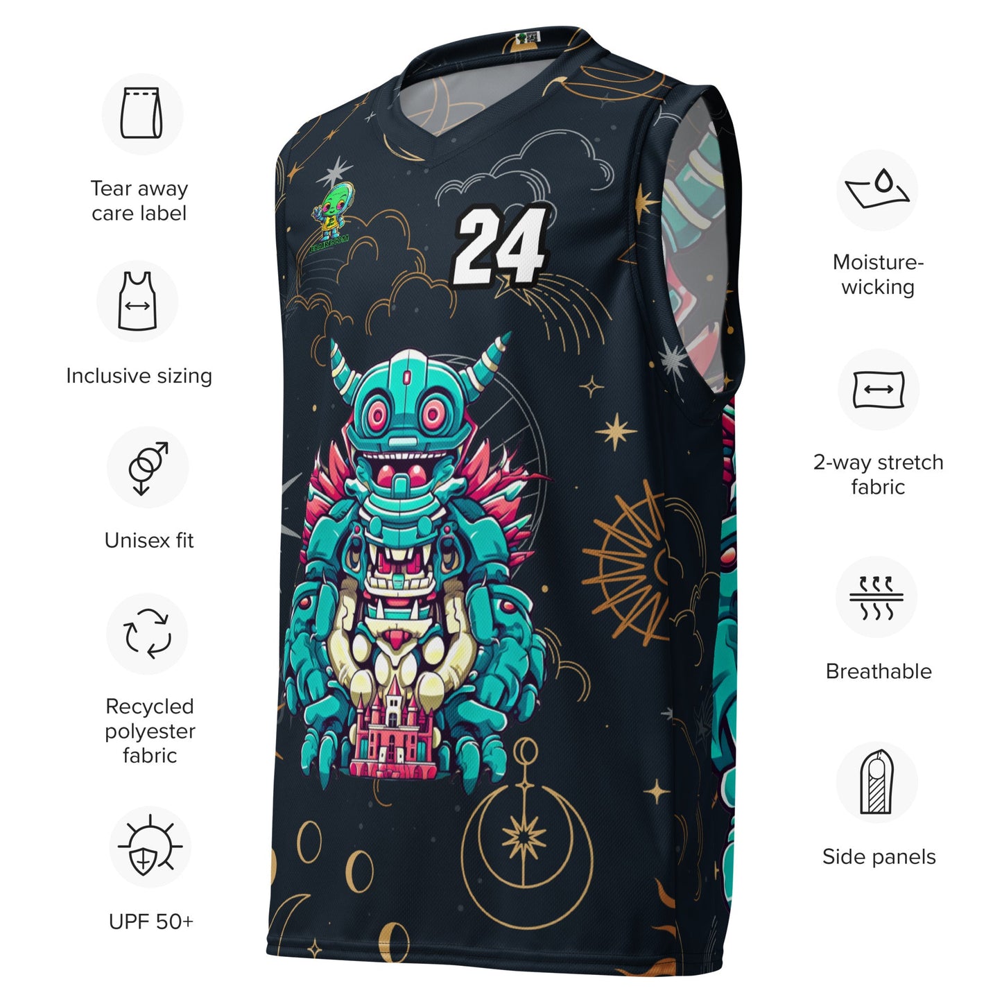 Toy Town Watchman - Recycled unisex basketball jersey - Starry Odyssey Colorway - BBairt
