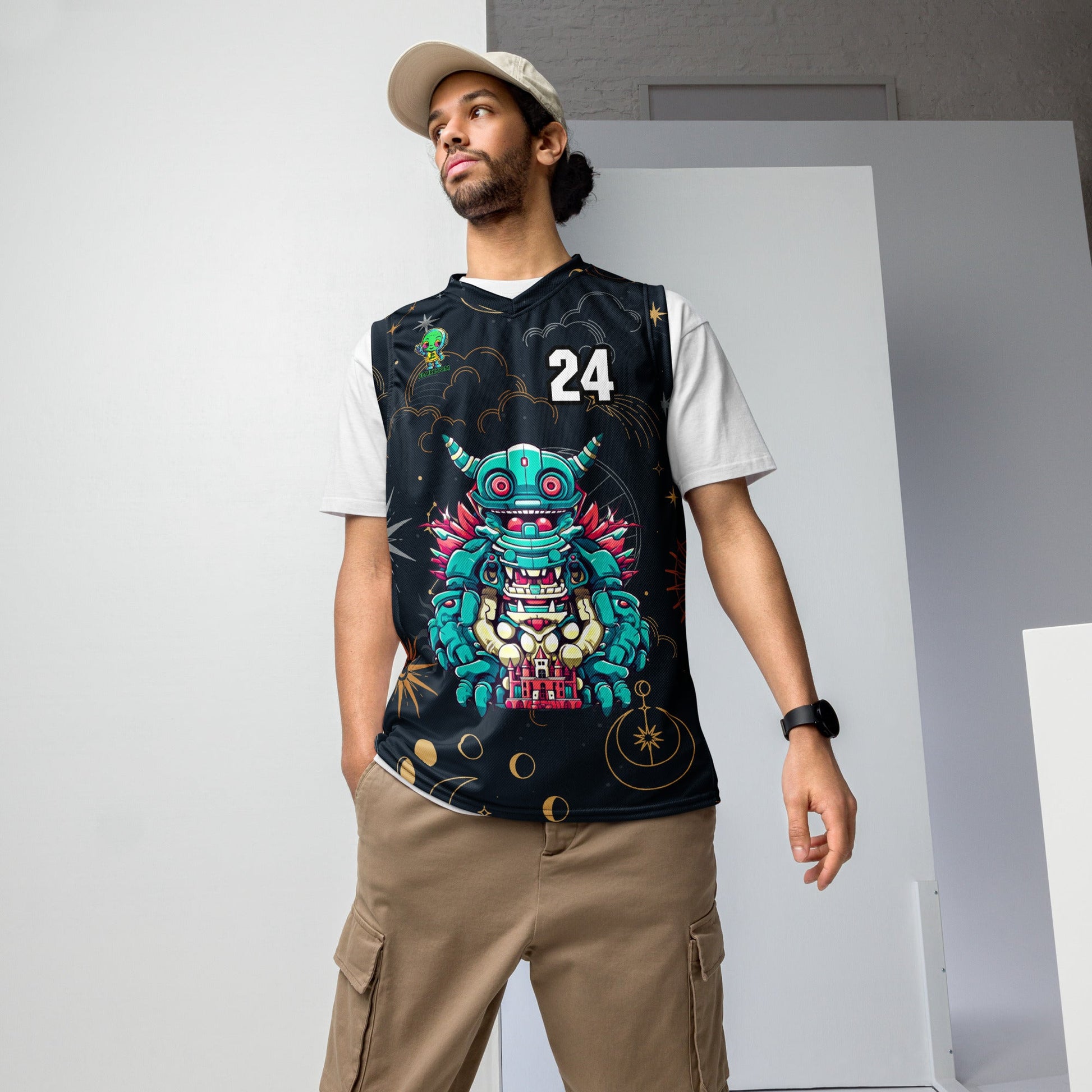 Toy Town Watchman - Recycled unisex basketball jersey - Starry Odyssey Colorway - BBairt