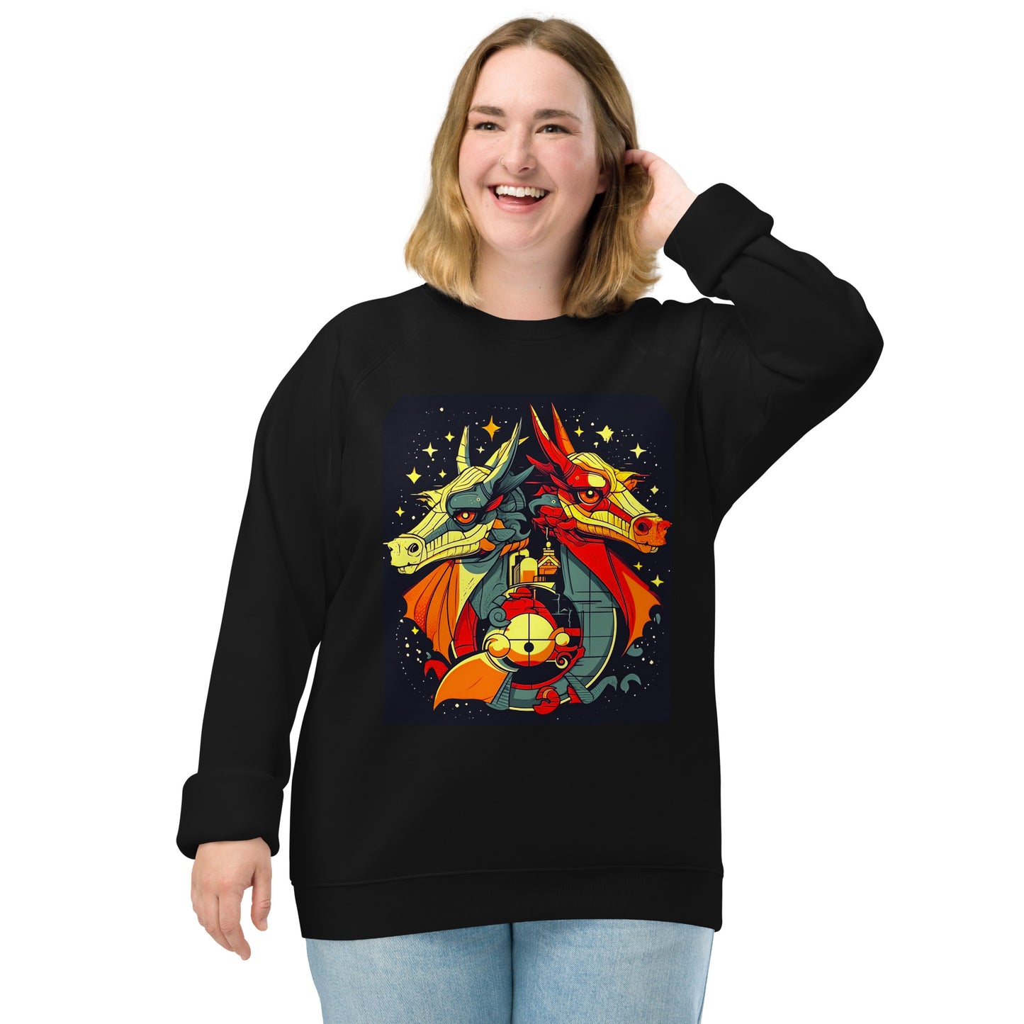 Stellar Watchkeepers - Unisex na organikong raglan na sweatshirt