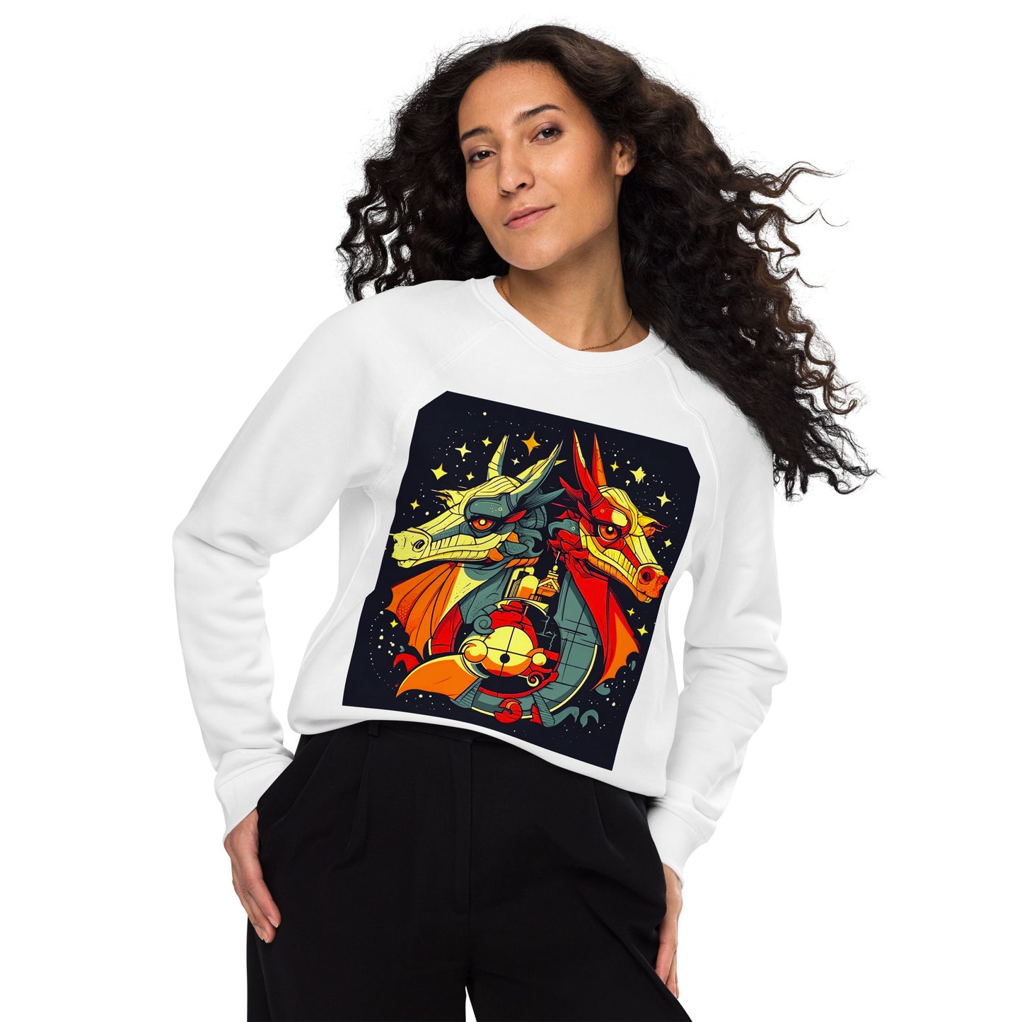 Stellar Watchkeepers - Unisex na organikong raglan na sweatshirt