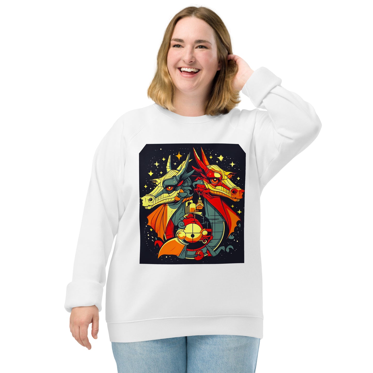 Stellar Watchkeepers - Unisex na organikong raglan na sweatshirt