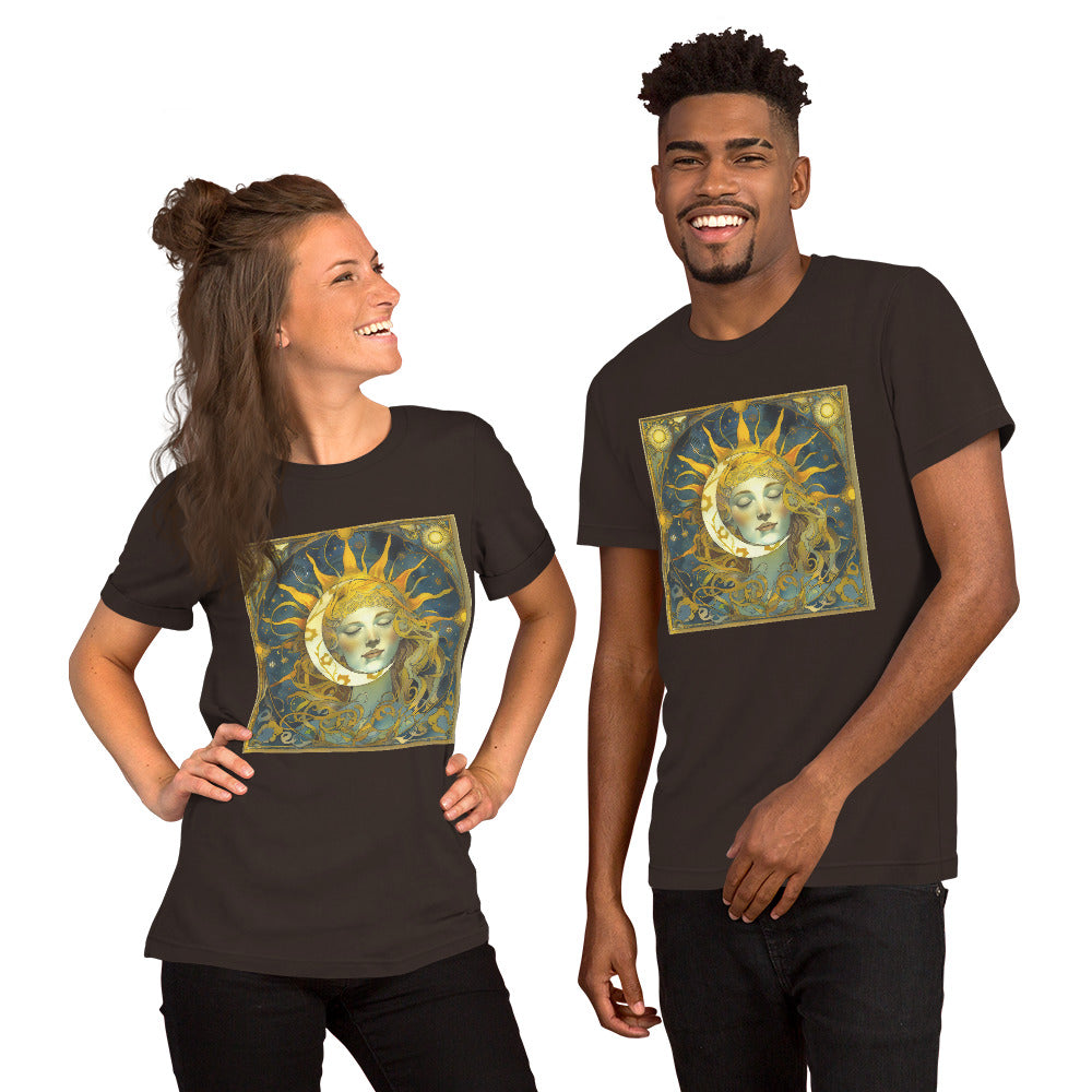 Cosmic Harmony: Sun and Moon Balance - Unisex T-Shirt