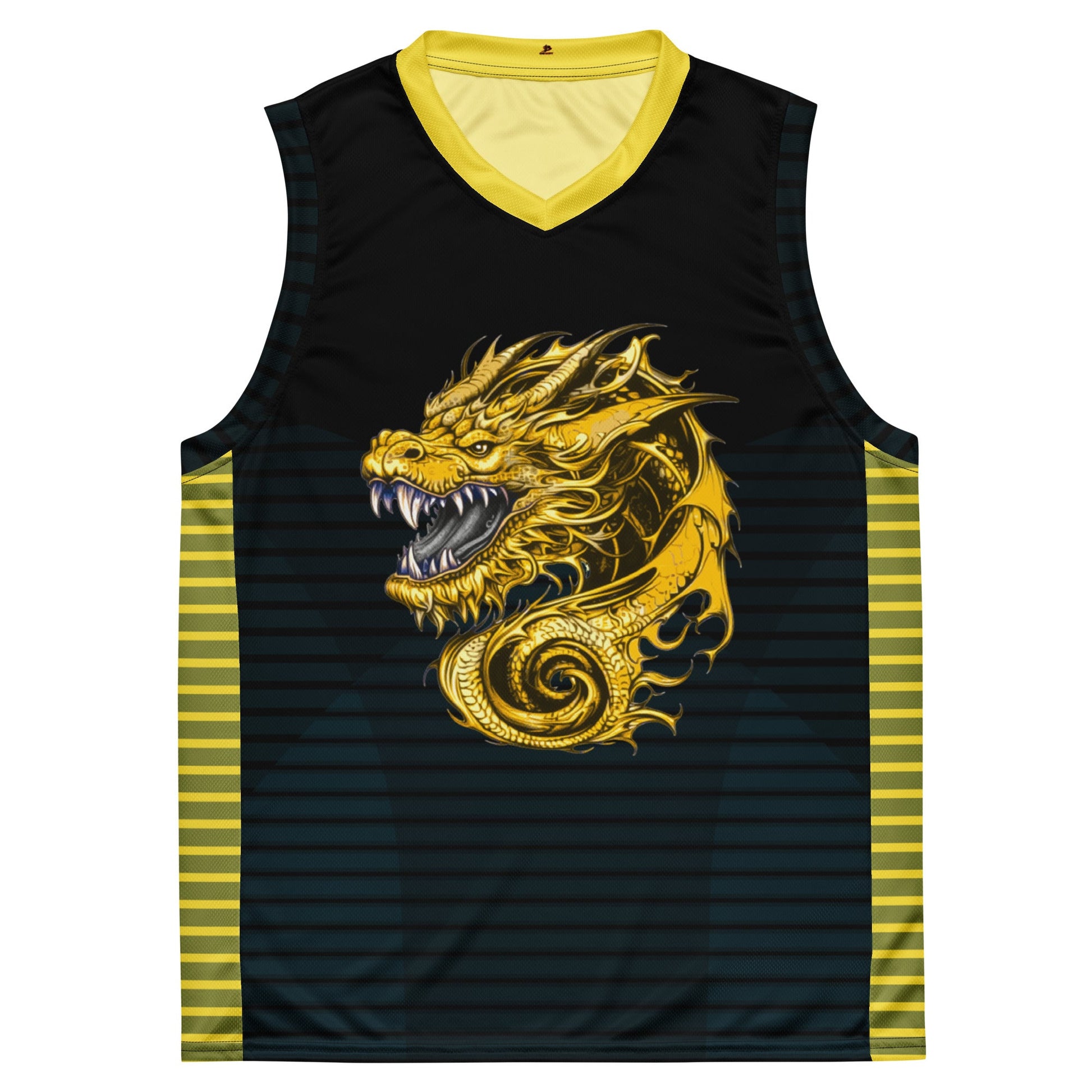 Zephyrion - Recycled unisex basketball jersey - Black and Gold - BBairt