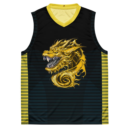 Zephyrion - Recycled unisex basketball jersey - Black and Gold - BBairt