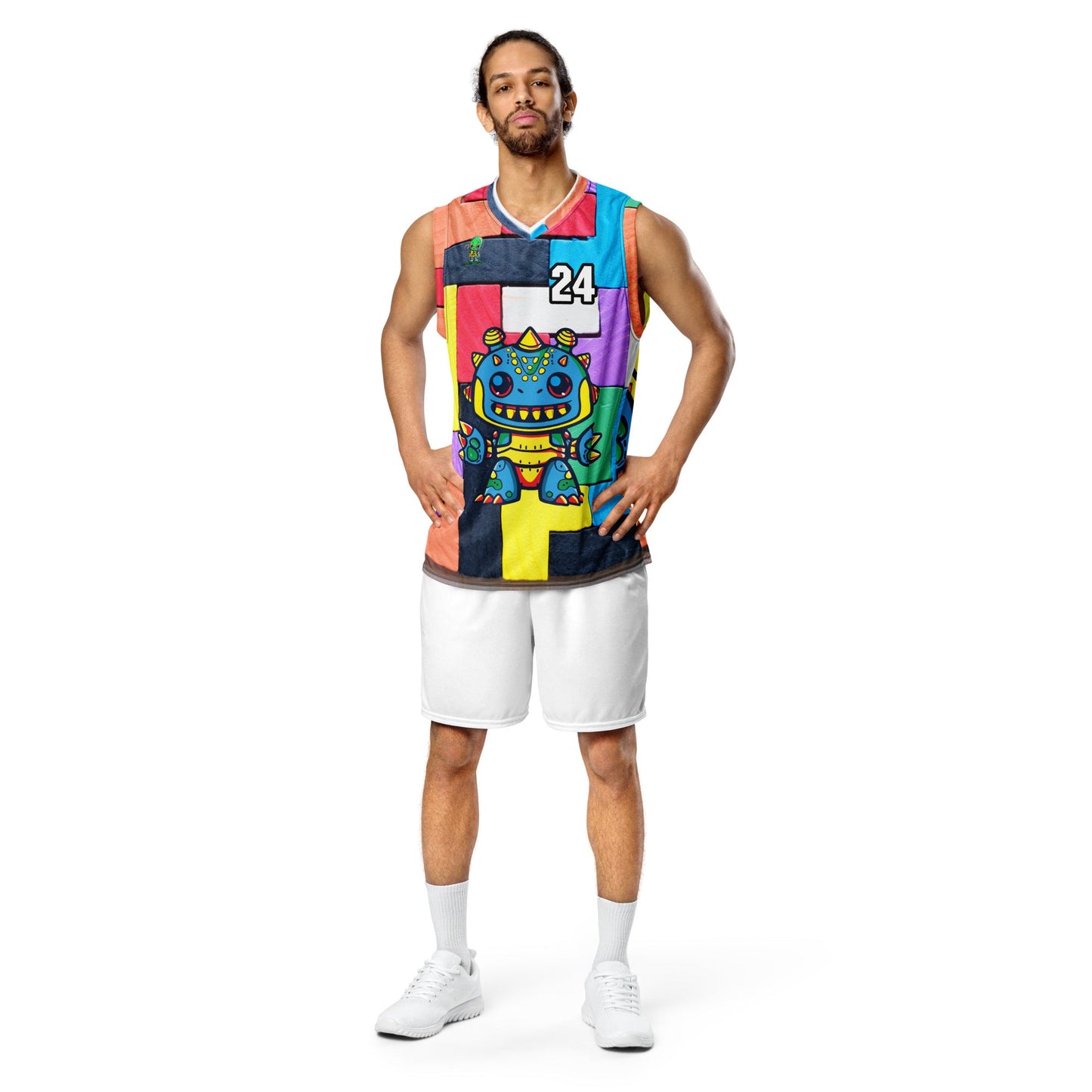 Zippy Zoid - Recycled unisex basketball jersey - Block Fusion Colorway - BBairt