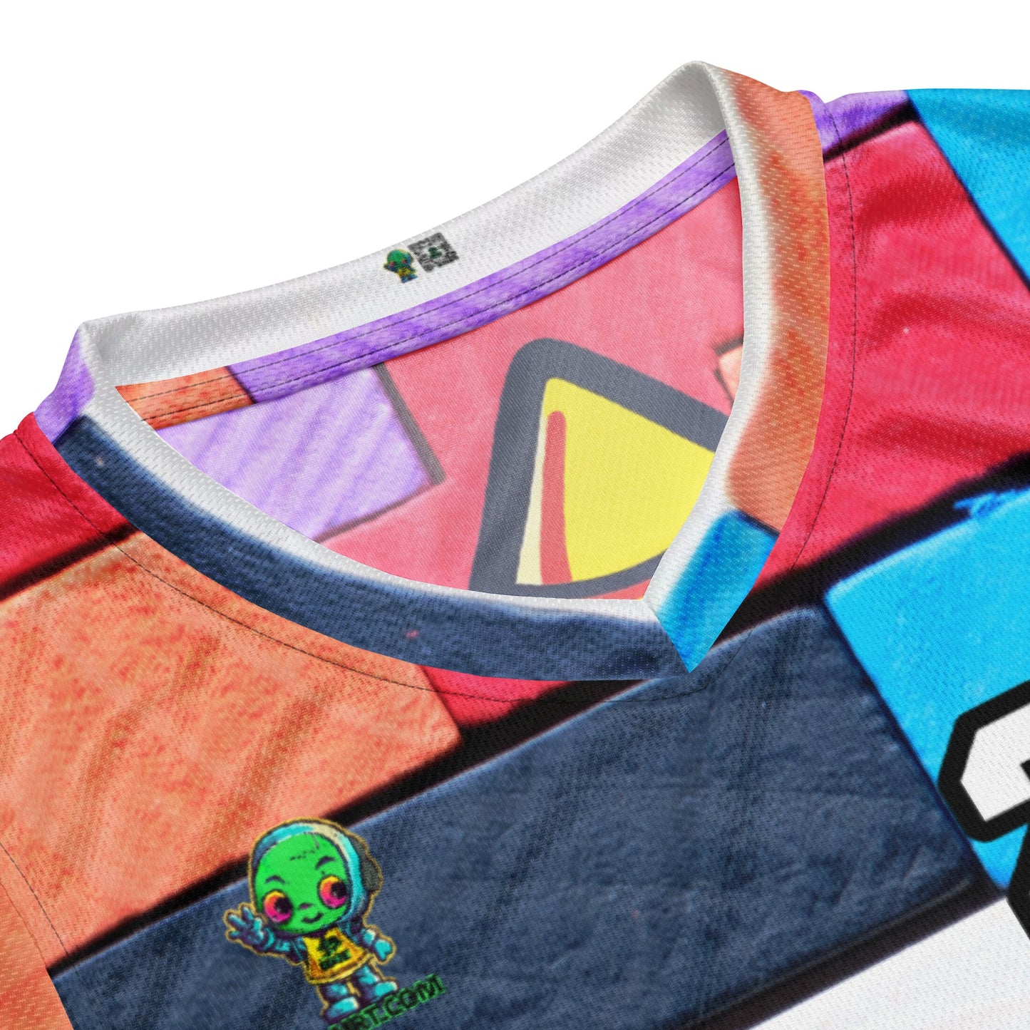 Zippy Zoid - Recycled unisex basketball jersey - Block Fusion Colorway - BBairt