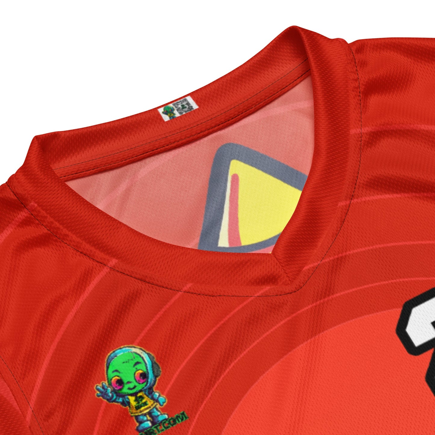 Zippy Zoid - Recycled unisex basketball jersey - Crimson Vortex Colorway - BBairt