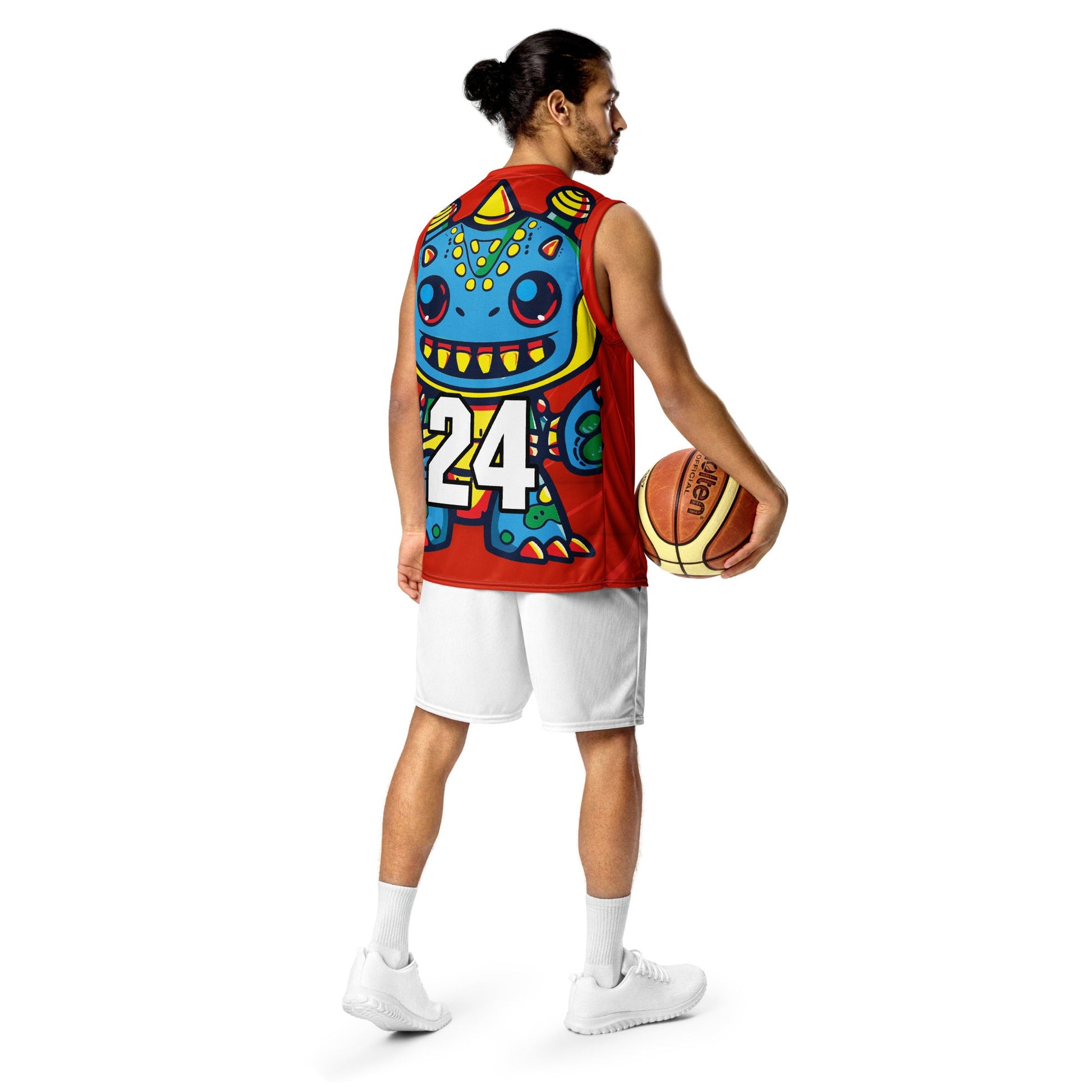 Zippy Zoid - Recycled unisex basketball jersey - Crimson Vortex Colorway - BBairt