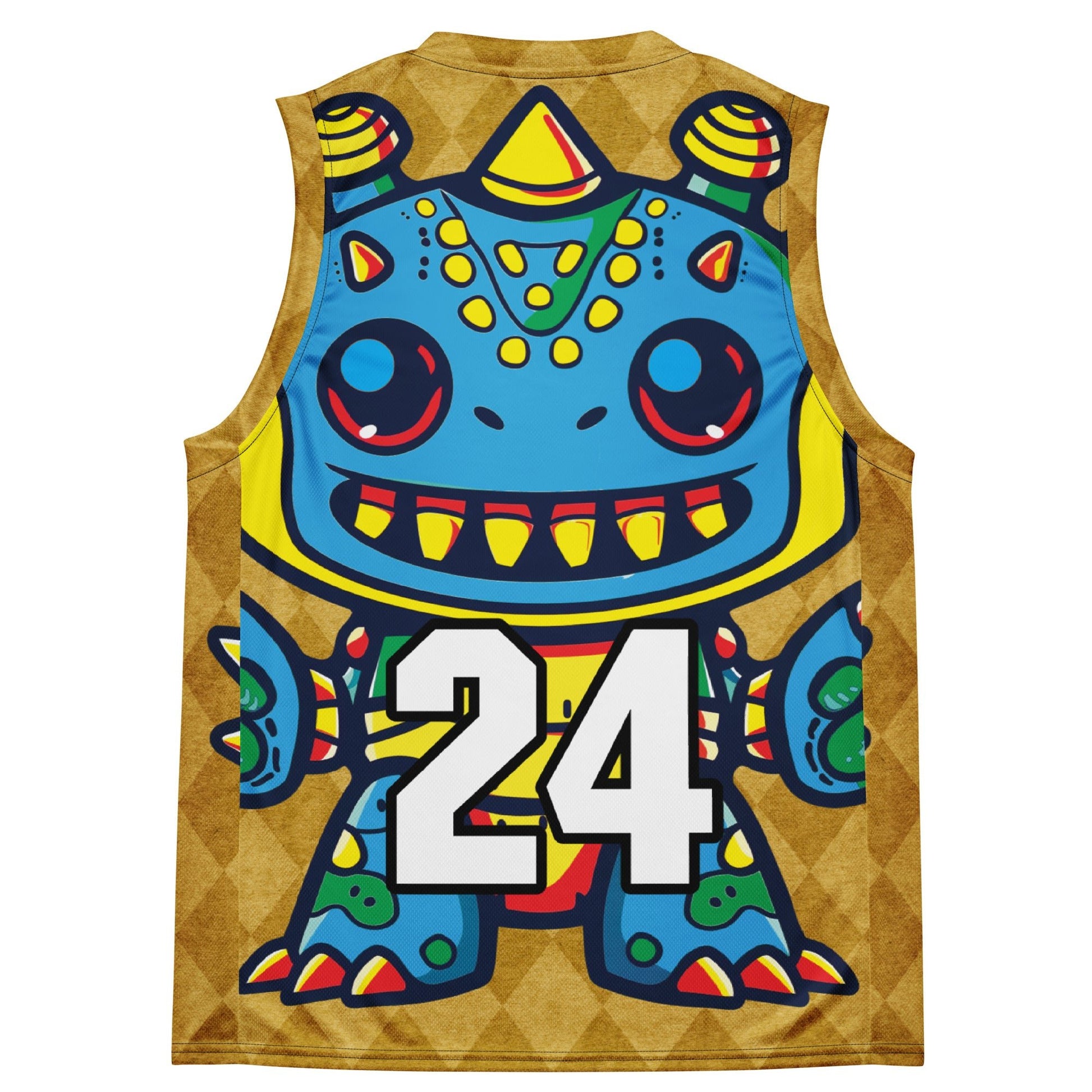 Zippy Zoid - Recycled unisex basketball jersey - Golden Argyle Colorway - BBairt