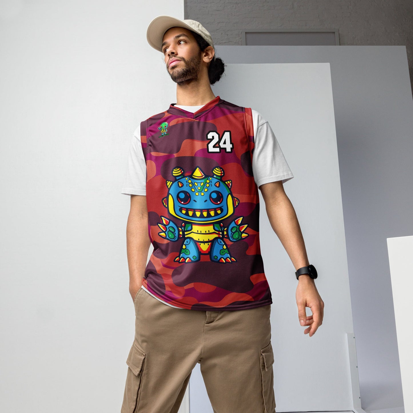 Zippy Zoid - Recycled unisex basketball jersey - Inferno Camo Colorway - BBairt