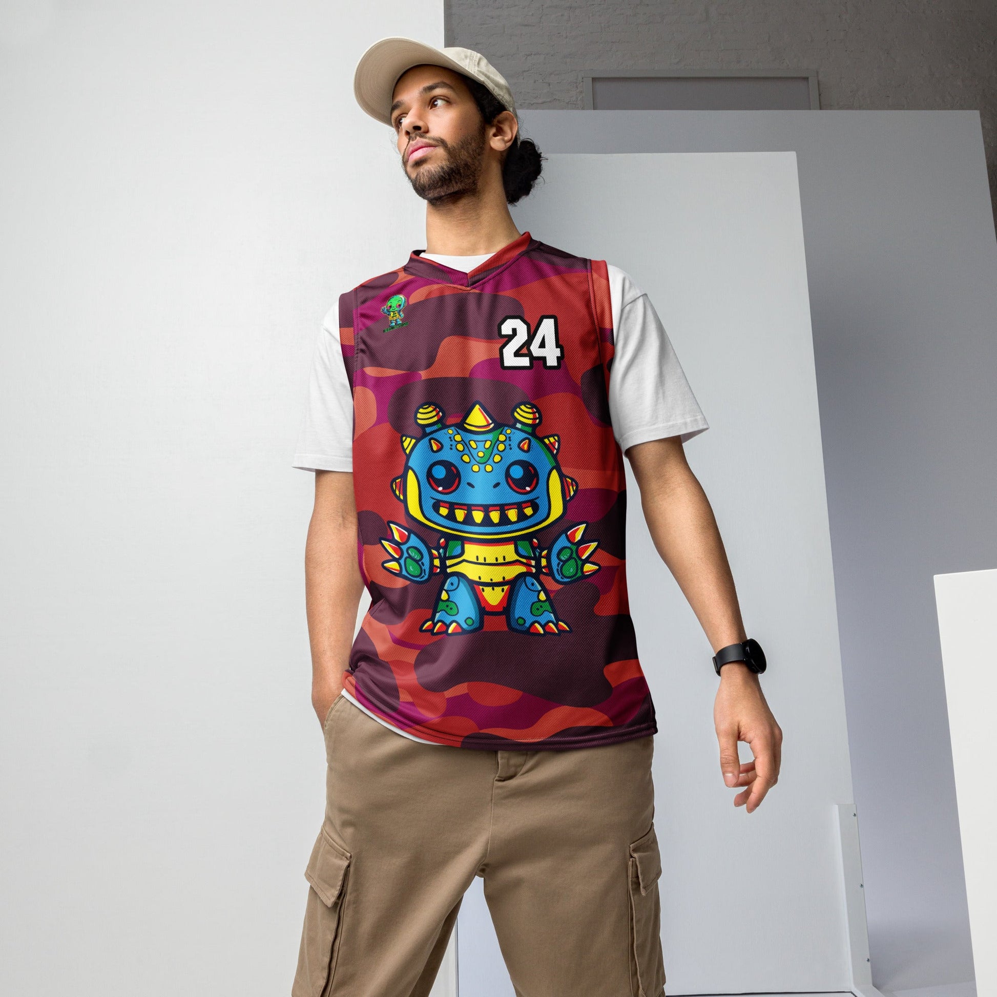 Zippy Zoid - Recycled unisex basketball jersey - Inferno Camo Colorway - BBairt