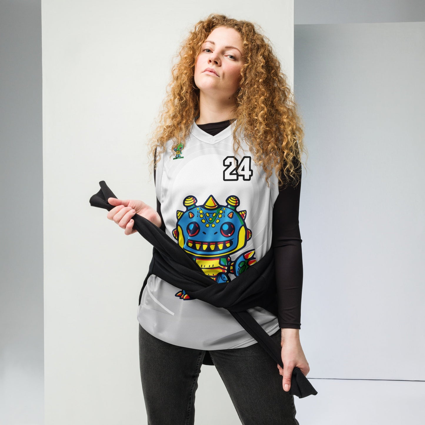 Zippy Zoid - Recycled unisex basketball jersey - Ivory Vortex Colorway - BBairt
