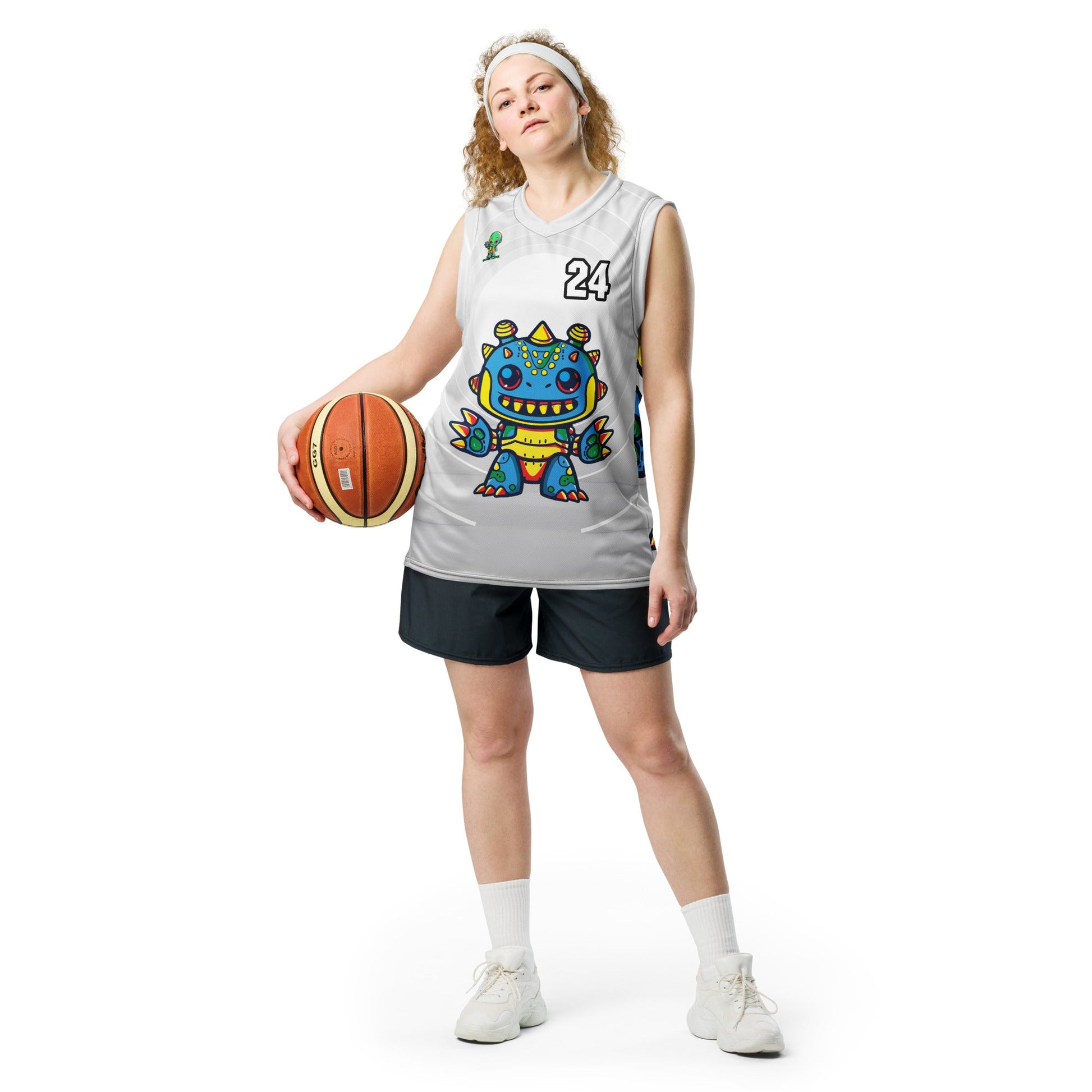 Zippy Zoid - Recycled unisex basketball jersey - Ivory Vortex Colorway - BBairt