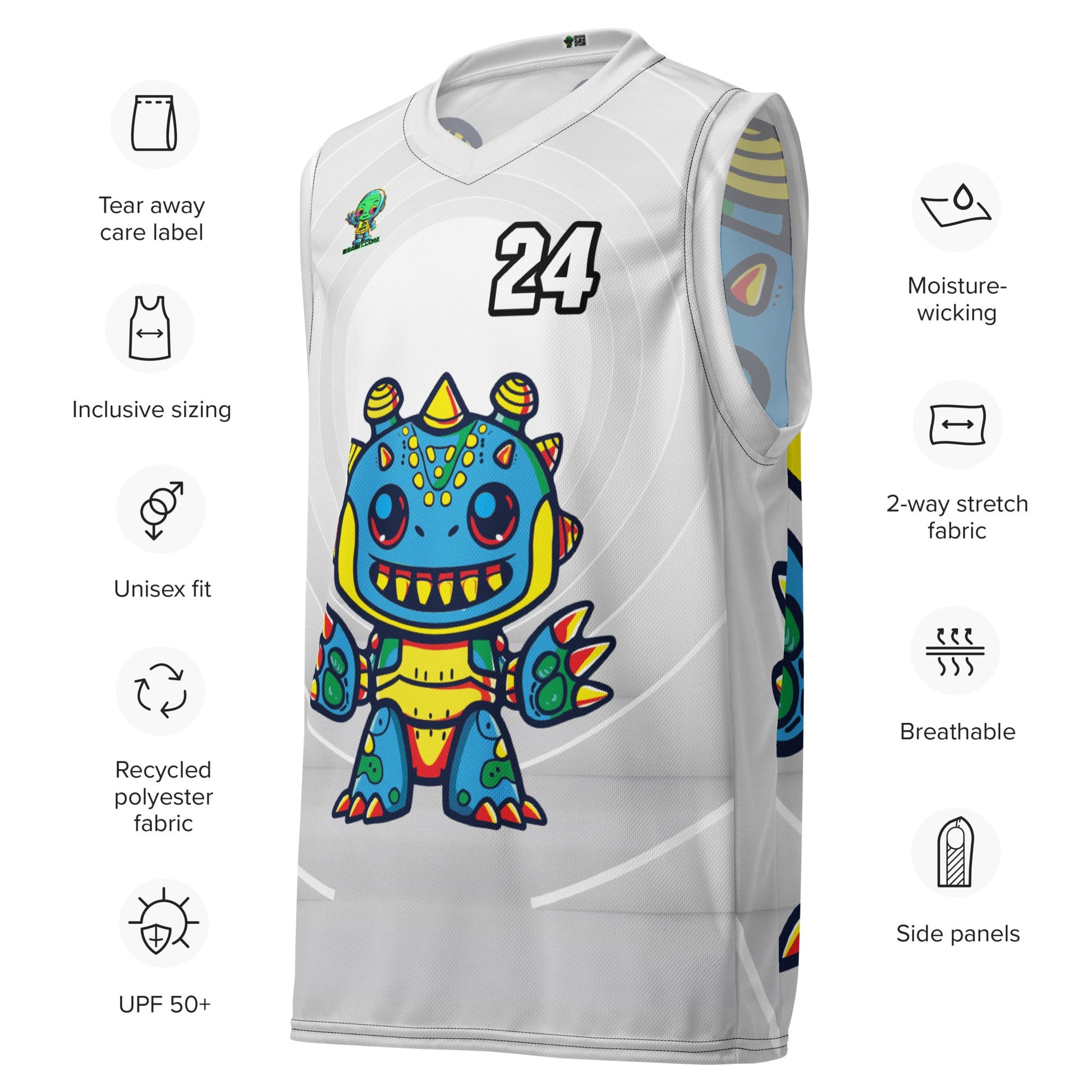 Zippy Zoid - Recycled unisex basketball jersey - Ivory Vortex Colorway - BBairt
