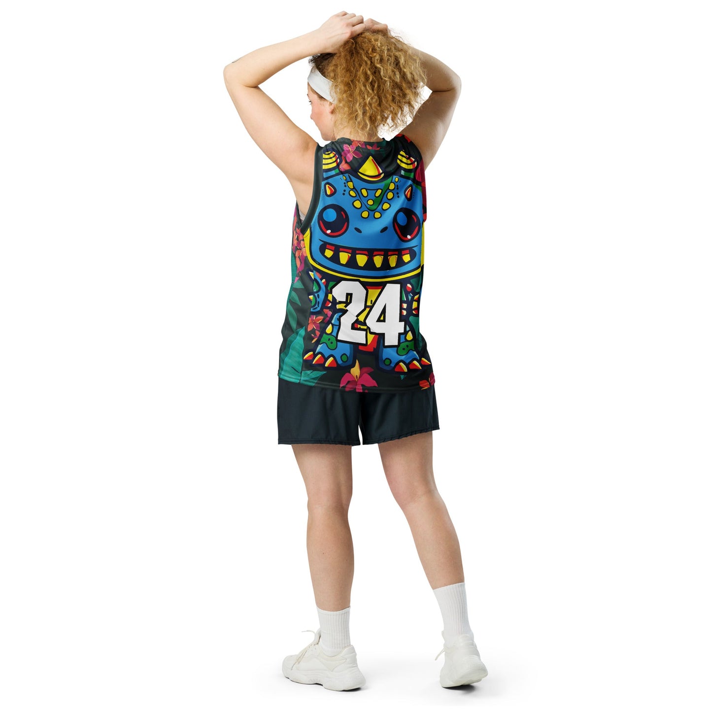 Zippy Zoid - Recycled unisex basketball jersey - Midnight Jungle Colorway - BBairt