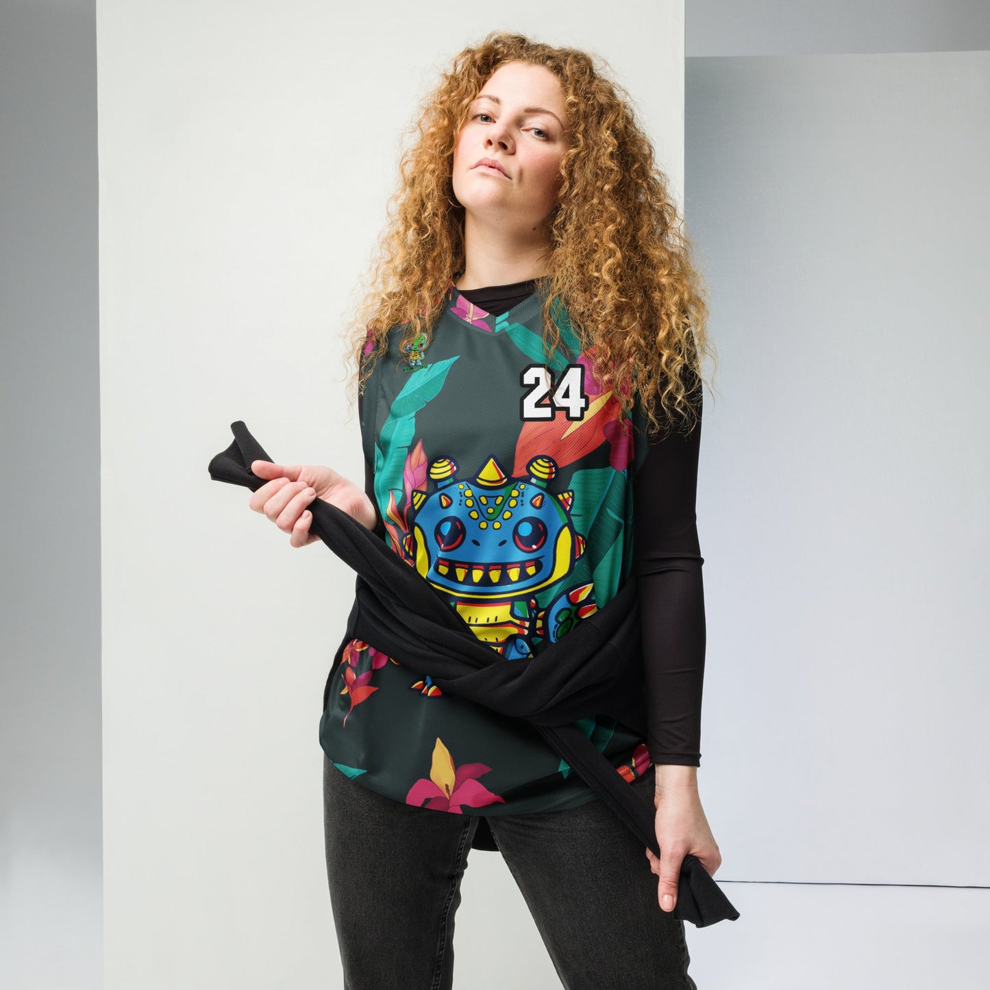 Zippy Zoid - Recycled unisex basketball jersey - Midnight Jungle Colorway - BBairt