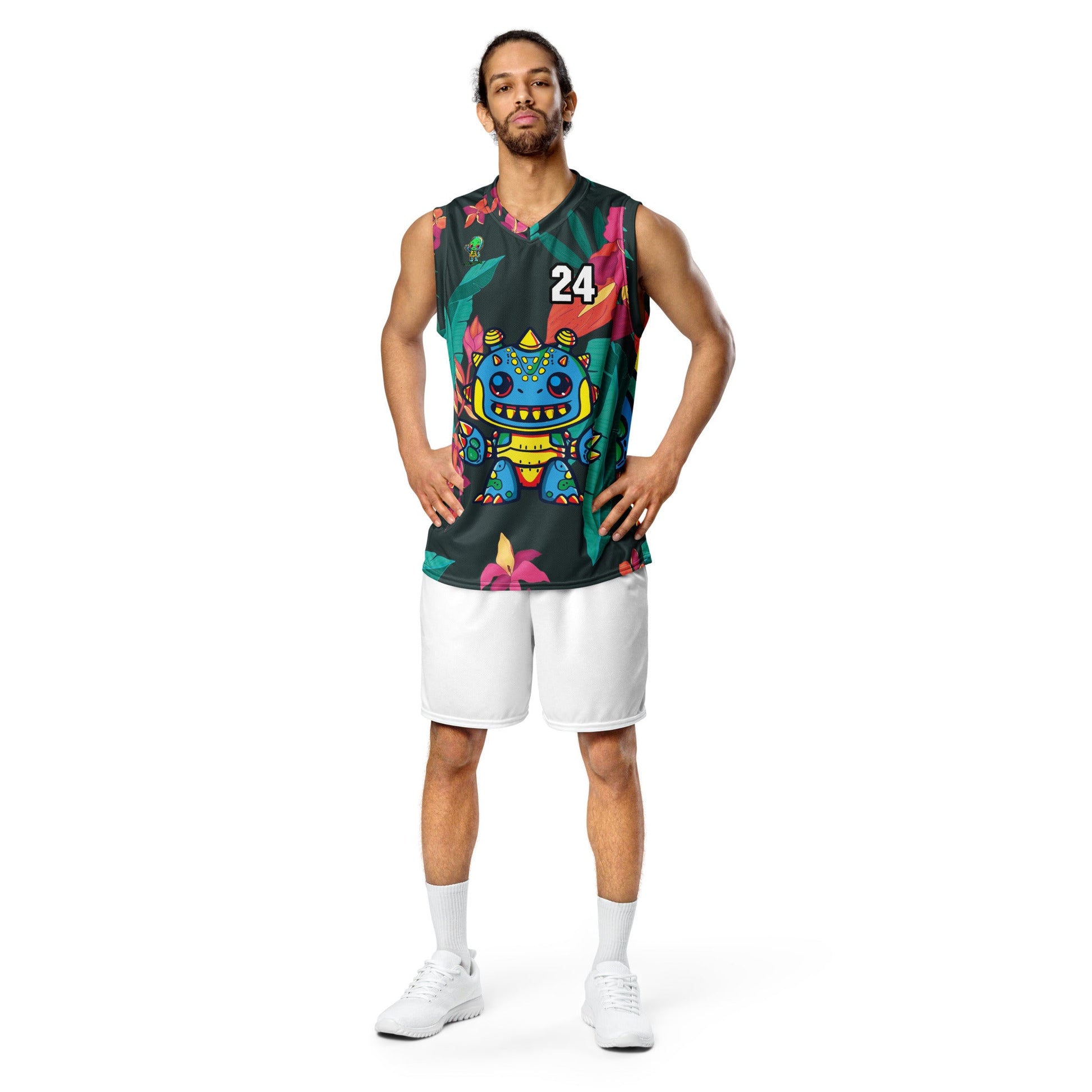 Zippy Zoid - Recycled unisex basketball jersey - Midnight Jungle Colorway - BBairt