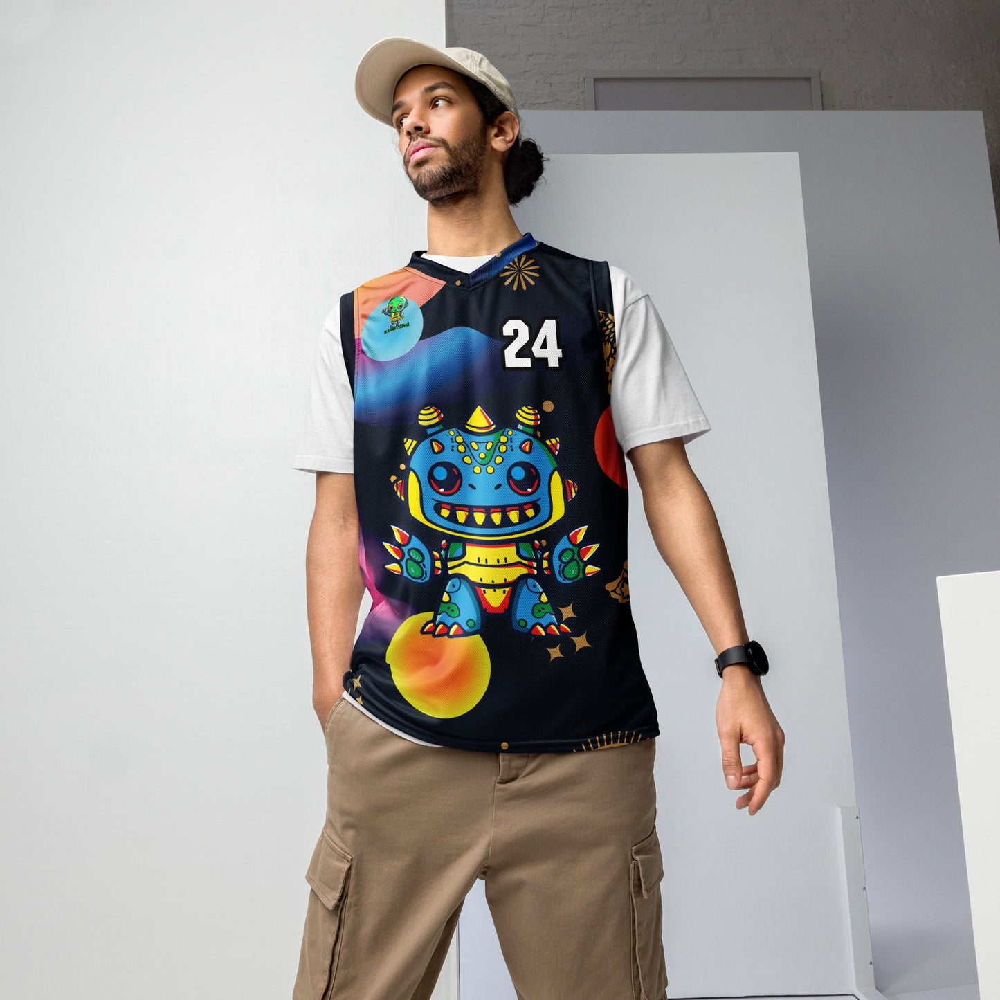 Zippy Zoid - Recycled unisex basketball jersey - Nebula Night Colorway - BBairt