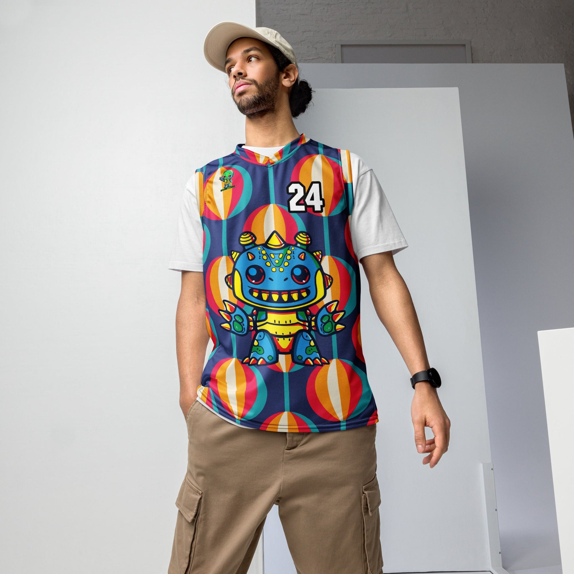 Zippy Zoid - Recycled unisex basketball jersey - Retro Carnival Colorway - BBairt