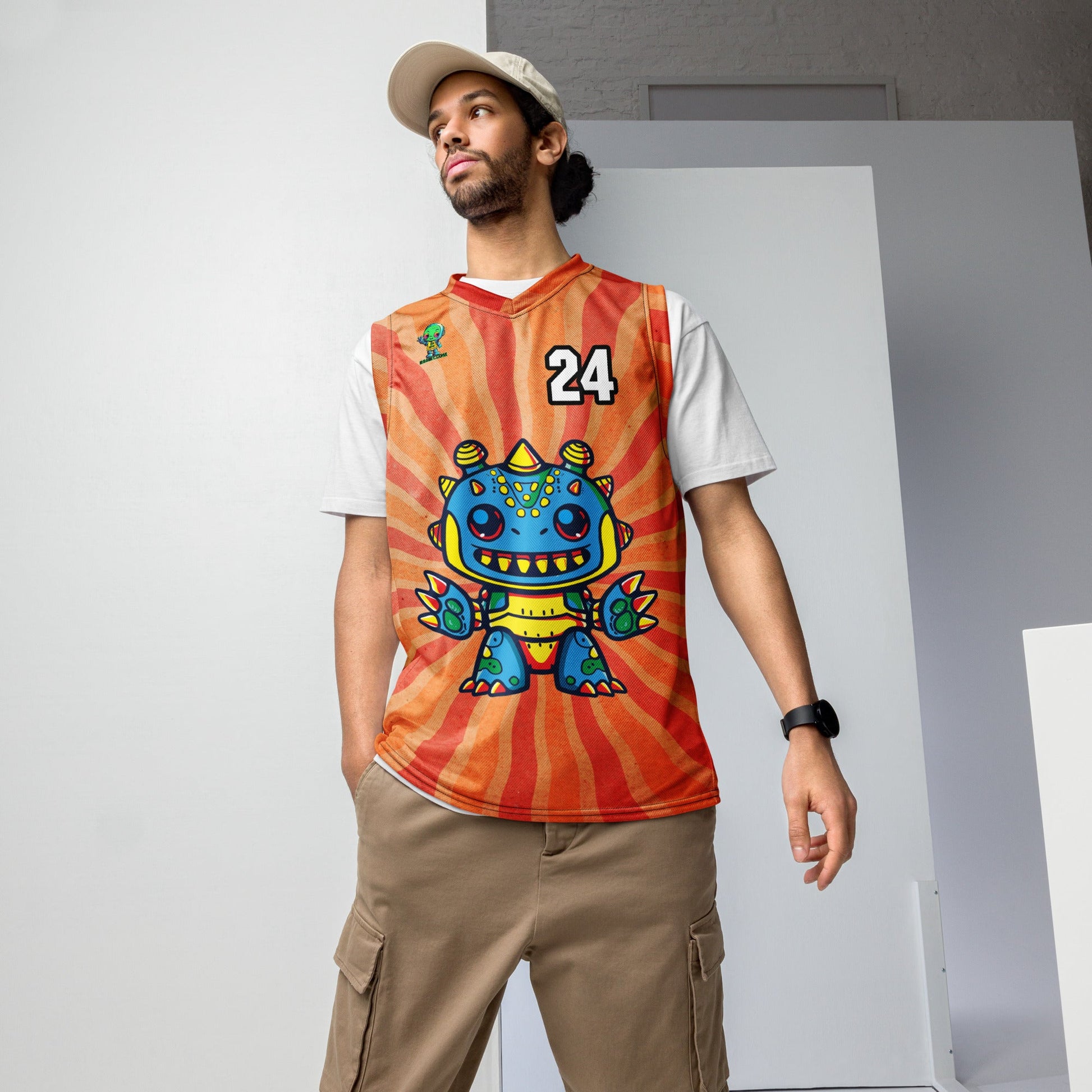 Zippy Zoid - Recycled unisex basketball jersey - Solar Flare Colorway - BBairt