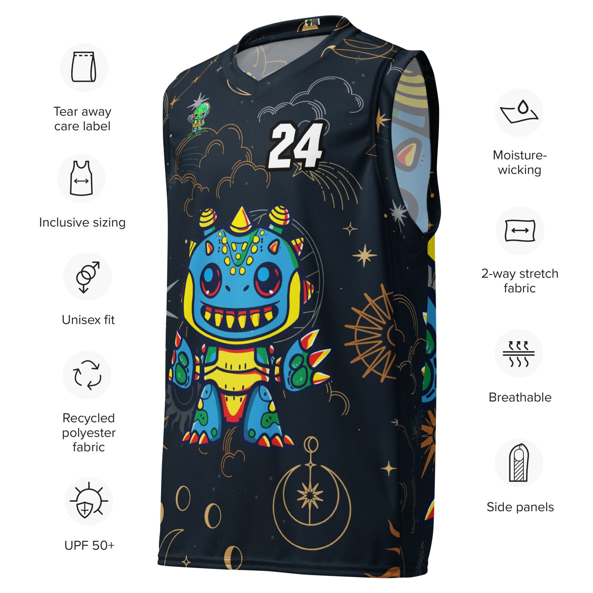Zippy Zoid - Recycled unisex basketball jersey - Starry Odyssey Colorway - BBairt